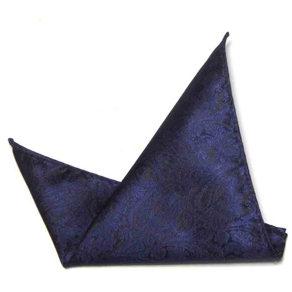 Gascoigne Pocket Square Navy Blue Black Paisley B7R Men's - Picture 3 of 3